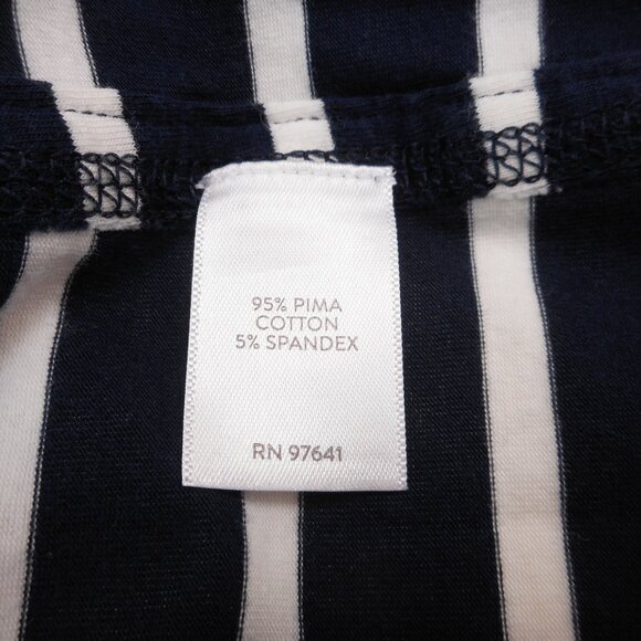 J Jill Fit Progress Shirttail Tee Women's size M Navy White Stripes Short Sleeve - Picture 8 of 9